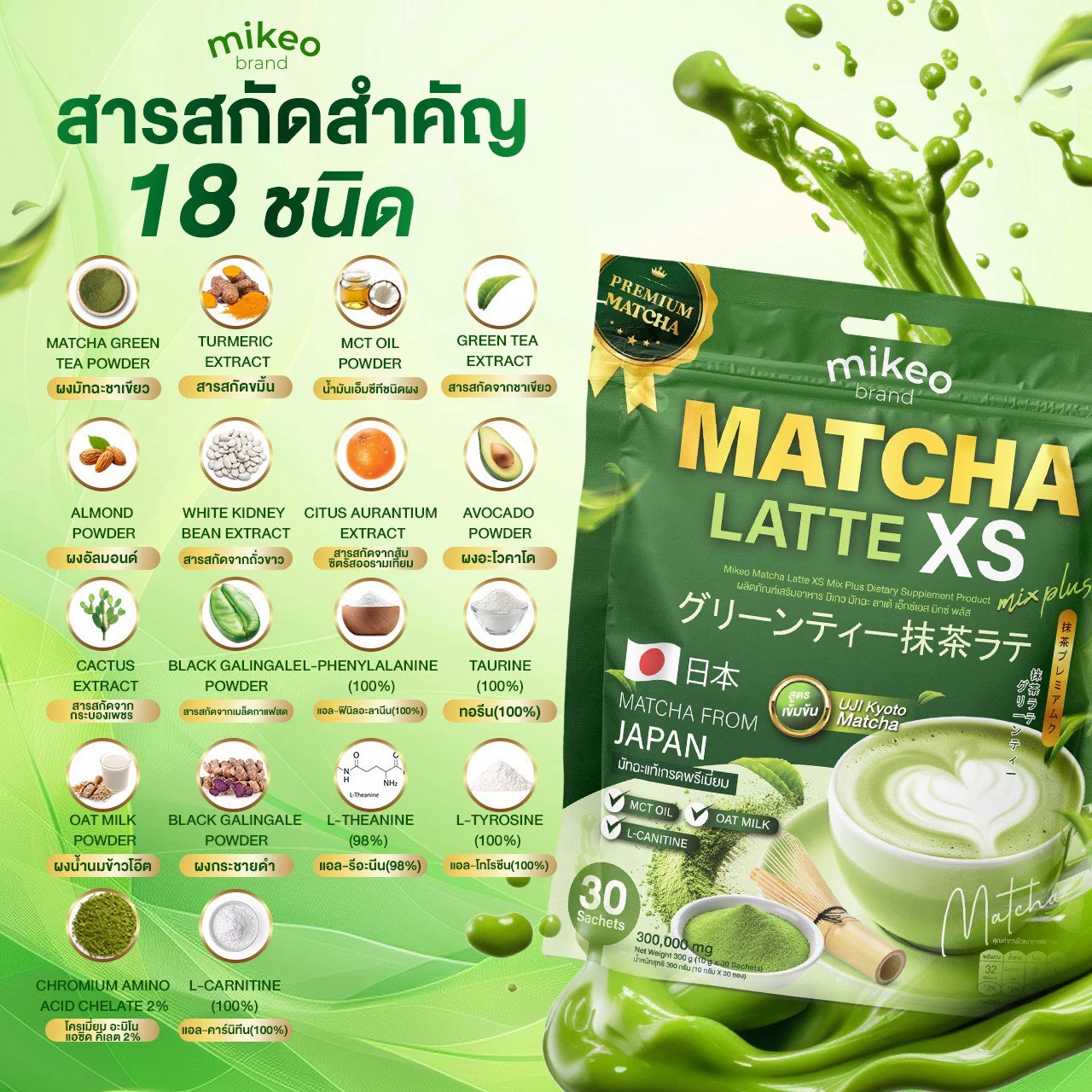 Brand-supplied composition artwork for MIKEO Matcha Latte XS Mix Plus