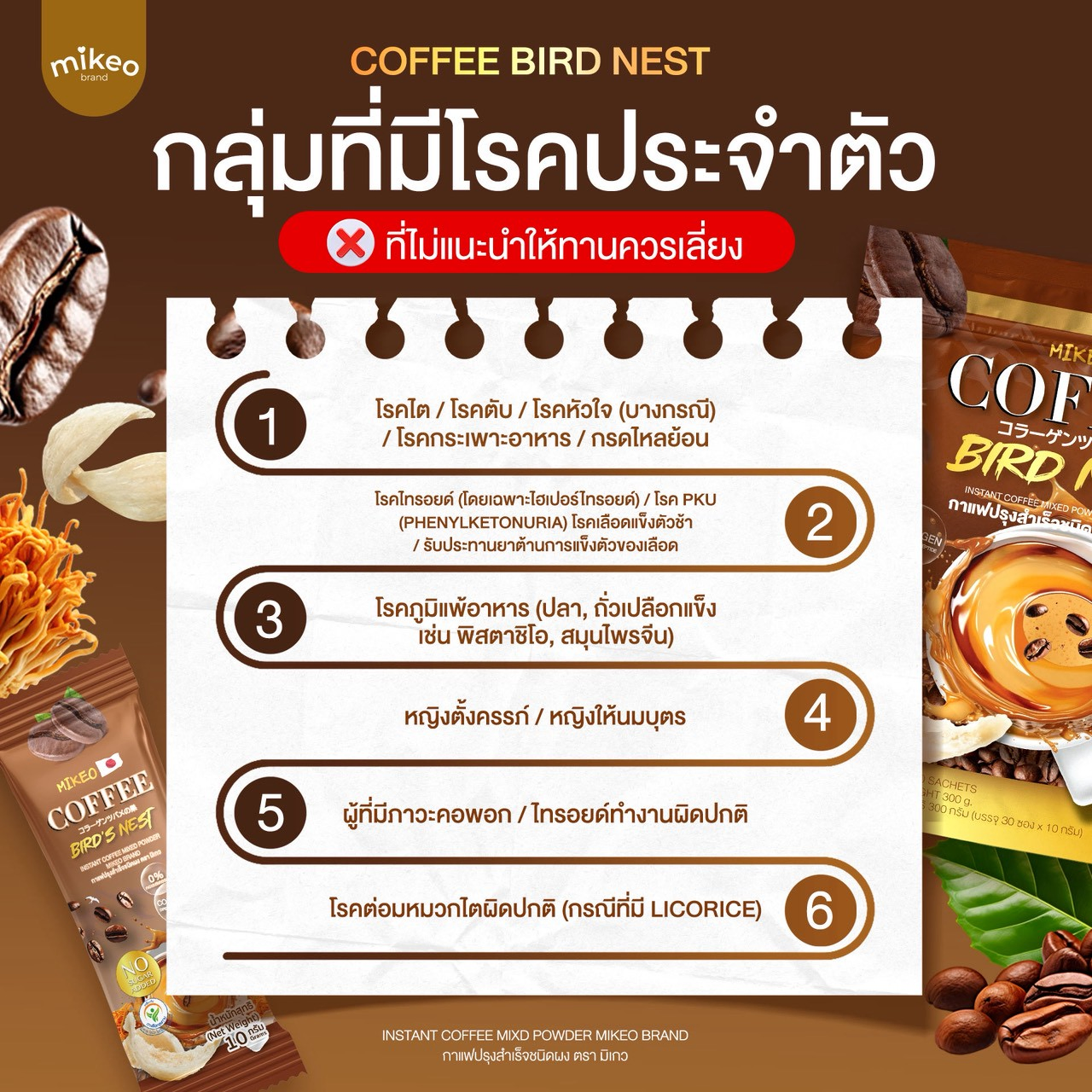 ภาพข้อมูลสำคัญสำหรับลูกค้าสำหรับ Mikeo Coffee Bird Nest