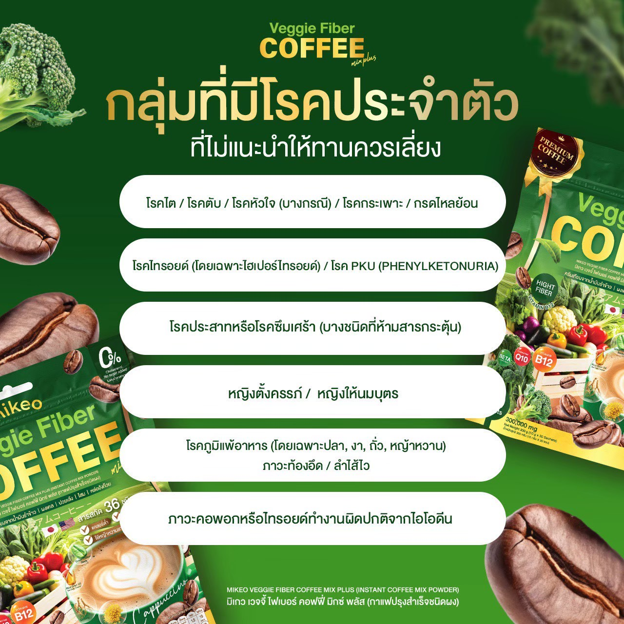 Customer guidance artwork for Mikeo Veggie Fiber Coffee Mix Plus